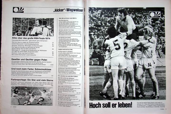 Inhaltsverzeichnis Kicker 56/1974