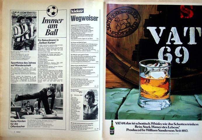 Inhaltsverzeichnis Kicker 56/1975