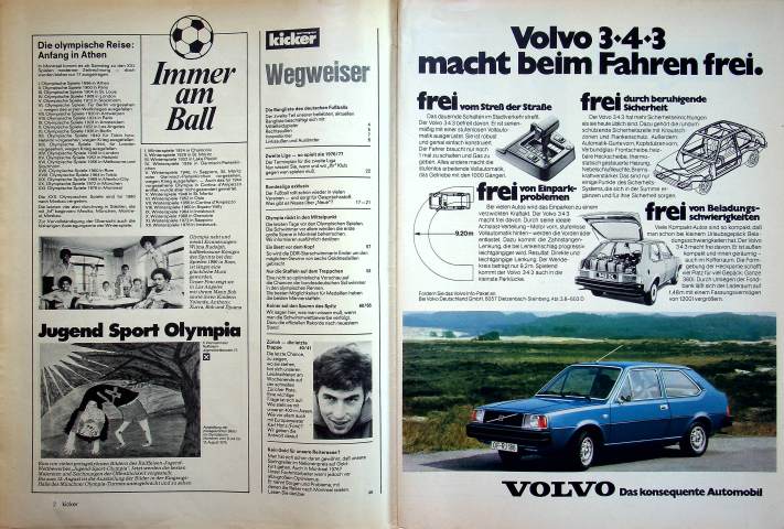 Inhaltsverzeichnis Kicker 56/1976