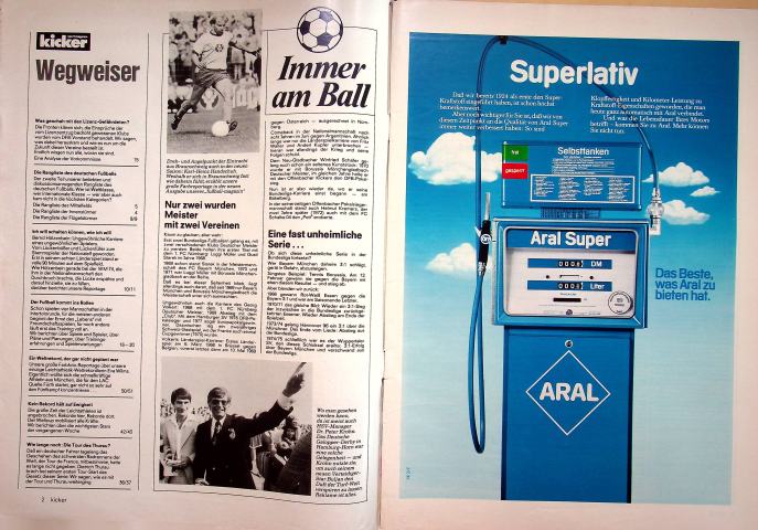 Inhaltsverzeichnis Kicker 56/1977