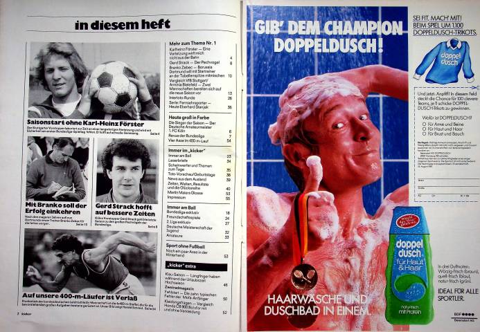 Inhaltsverzeichnis Kicker 56/1981