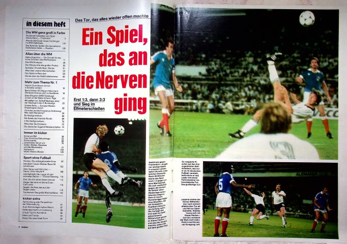 Inhaltsverzeichnis Kicker 56/1982