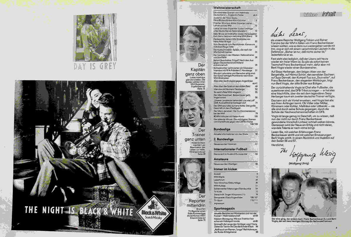 Inhaltsverzeichnis Kicker 56/1990