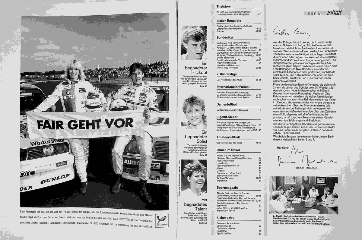 Inhaltsverzeichnis Kicker 56/1991