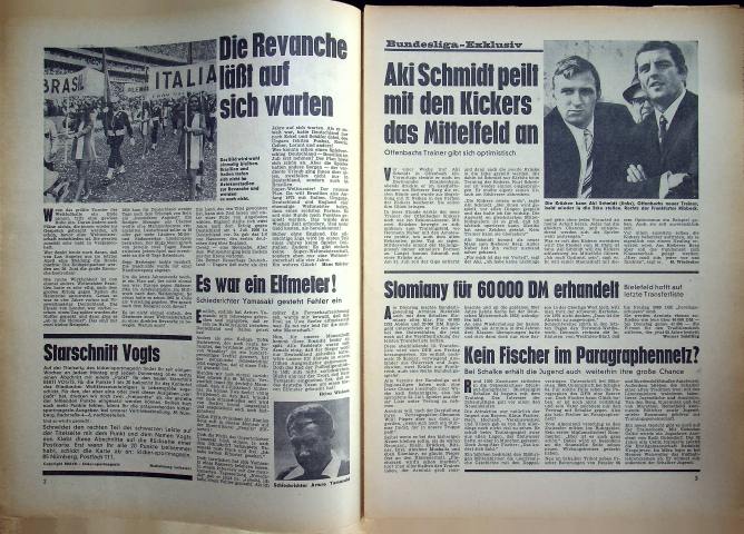 Inhaltsverzeichnis Kicker 57/1970