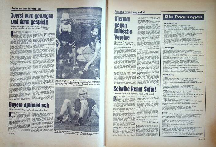 Inhaltsverzeichnis Kicker 57/1972