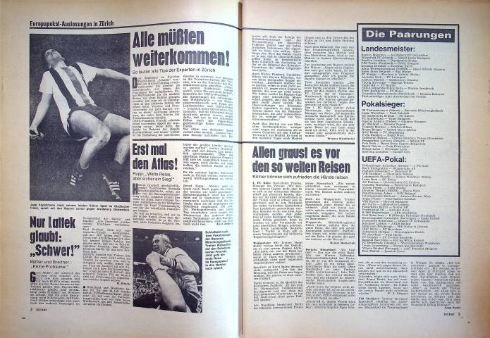 Inhaltsverzeichnis Kicker 57/1973