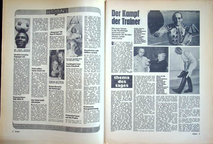 Inhaltsverzeichnis Kicker 57/1975