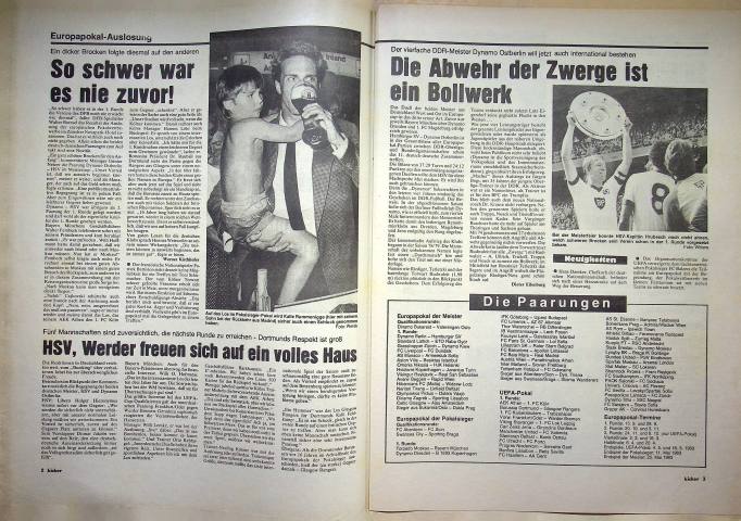Inhaltsverzeichnis Kicker 57/1982
