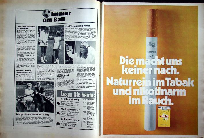 Inhaltsverzeichnis Kicker 58/1970