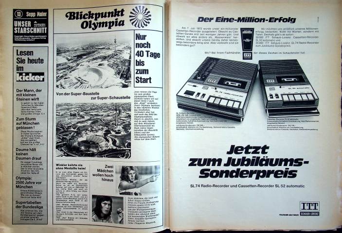 Inhaltsverzeichnis Kicker 58/1972