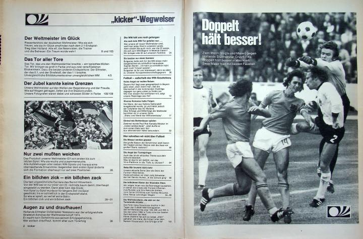 Inhaltsverzeichnis Kicker 58/1974