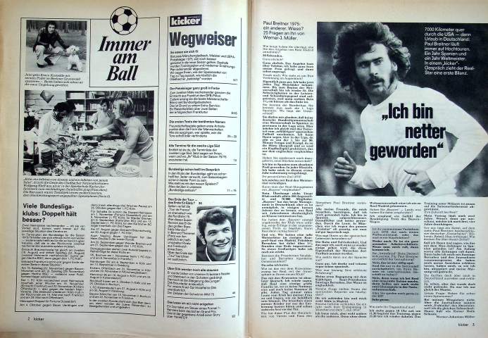 Inhaltsverzeichnis Kicker 58/1975
