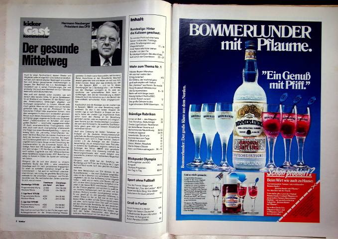 Inhaltsverzeichnis Kicker 58/1980