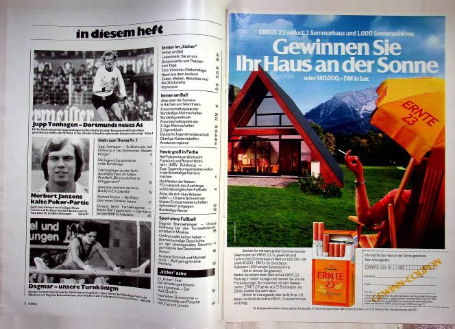 Inhaltsverzeichnis Kicker 58/1981