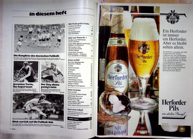 Inhaltsverzeichnis Kicker 58/1982