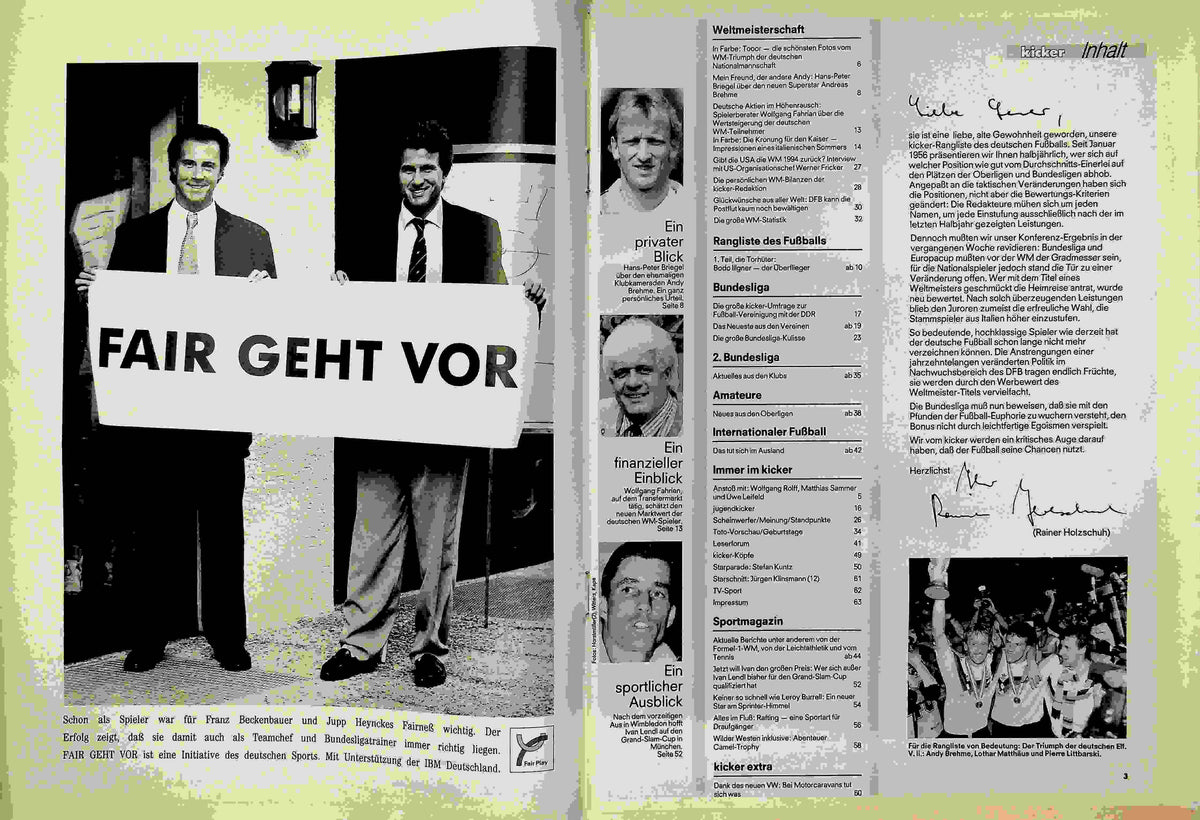 Inhaltsverzeichnis Kicker 58/1990