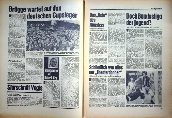 Inhaltsverzeichnis Kicker 59/1970