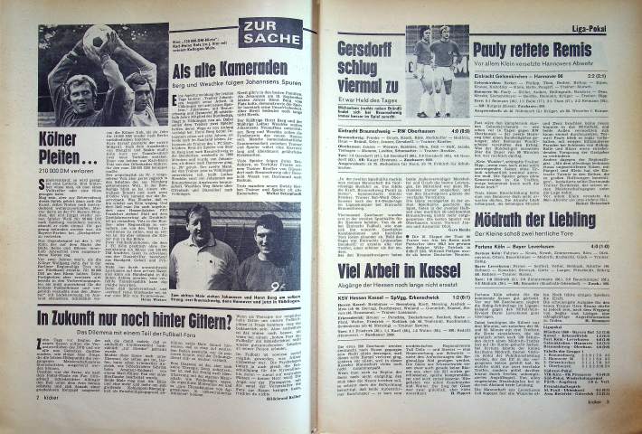 Inhaltsverzeichnis Kicker 59/1972