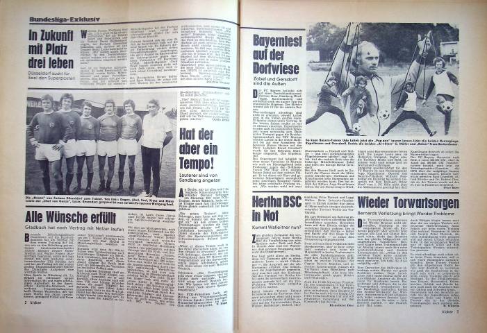 Inhaltsverzeichnis Kicker 59/1973