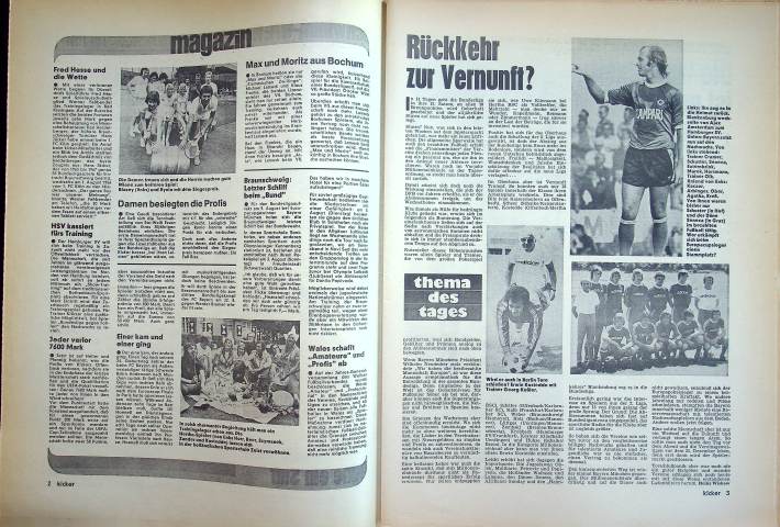 Inhaltsverzeichnis Kicker 59/1975