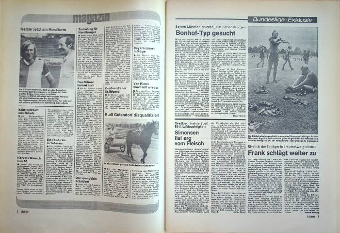 Inhaltsverzeichnis Kicker 59/1976