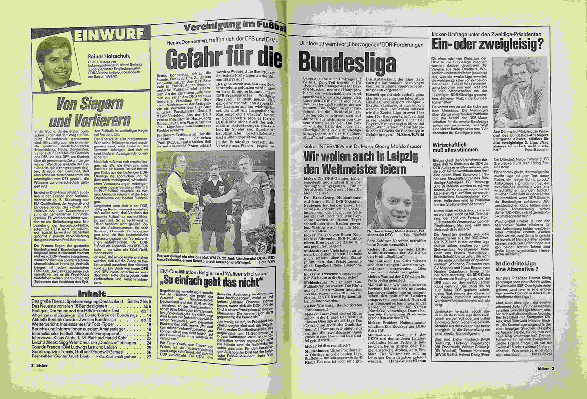 Inhaltsverzeichnis Kicker 59/1990