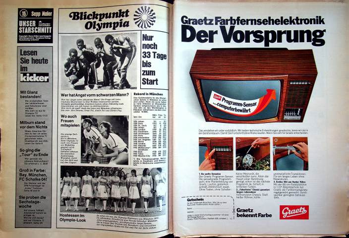 Inhaltsverzeichnis Kicker 60/1972