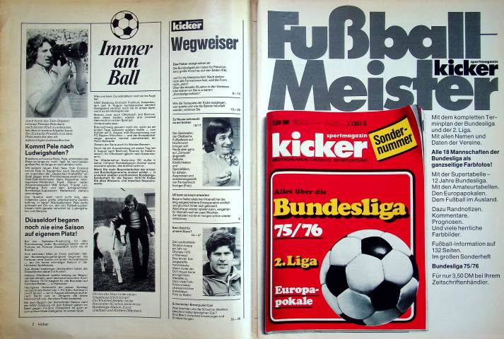 Inhaltsverzeichnis Kicker 60/1975