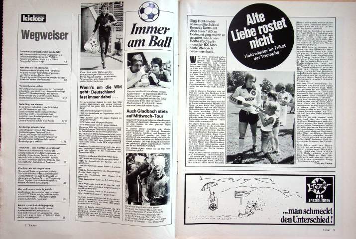 Inhaltsverzeichnis Kicker 60/1977