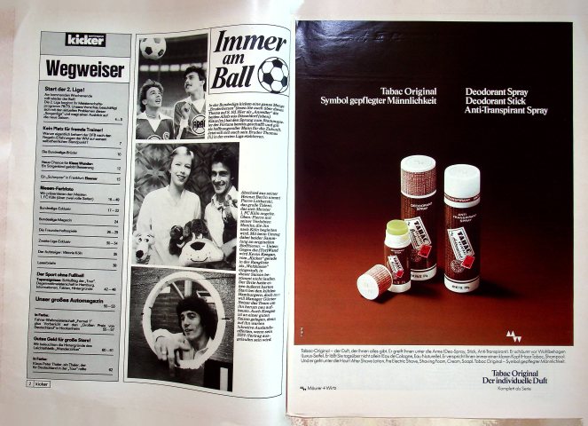 Inhaltsverzeichnis Kicker 60/1978