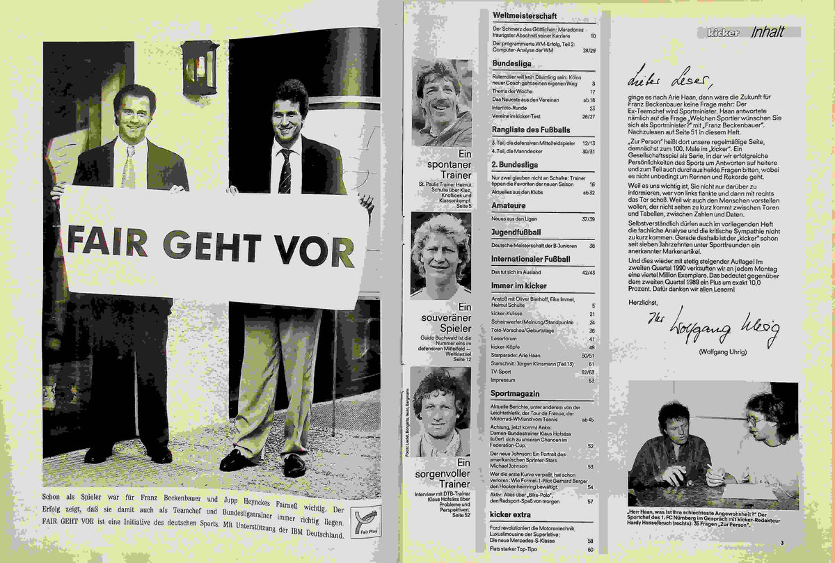 Inhaltsverzeichnis Kicker 60/1990