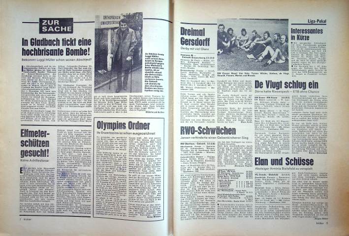 Inhaltsverzeichnis Kicker 61/1972