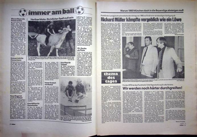 Inhaltsverzeichnis Kicker 61/1982