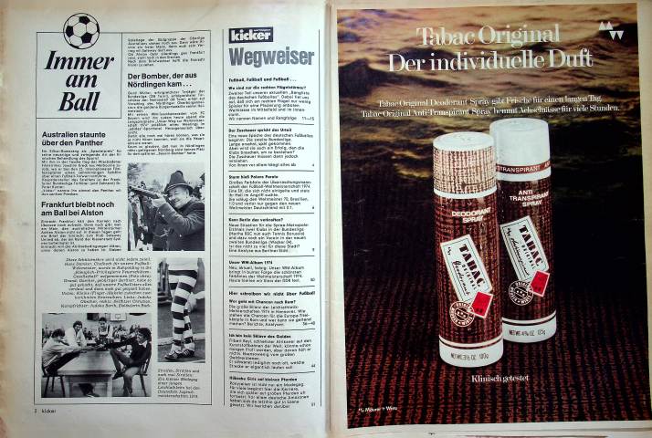 Inhaltsverzeichnis Kicker 62/1974