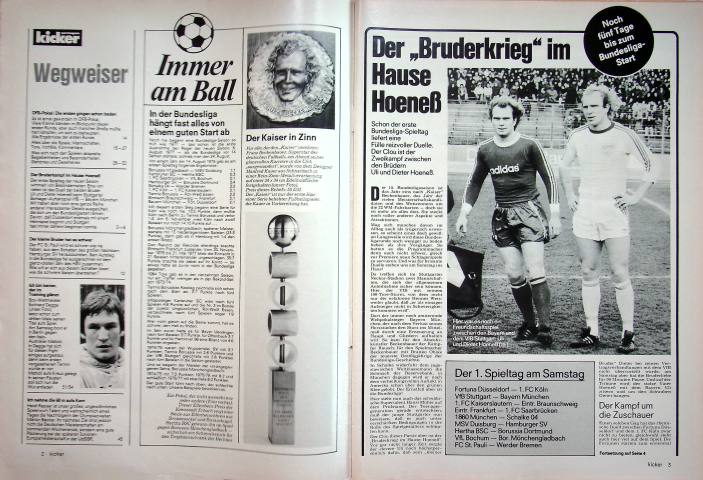 Inhaltsverzeichnis Kicker 62/1977