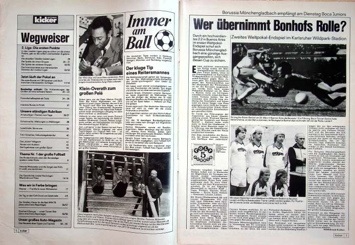 Inhaltsverzeichnis Kicker 62/1978