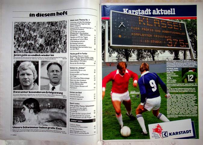 Inhaltsverzeichnis Kicker 62/1981