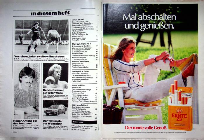 Inhaltsverzeichnis Kicker 62/1982