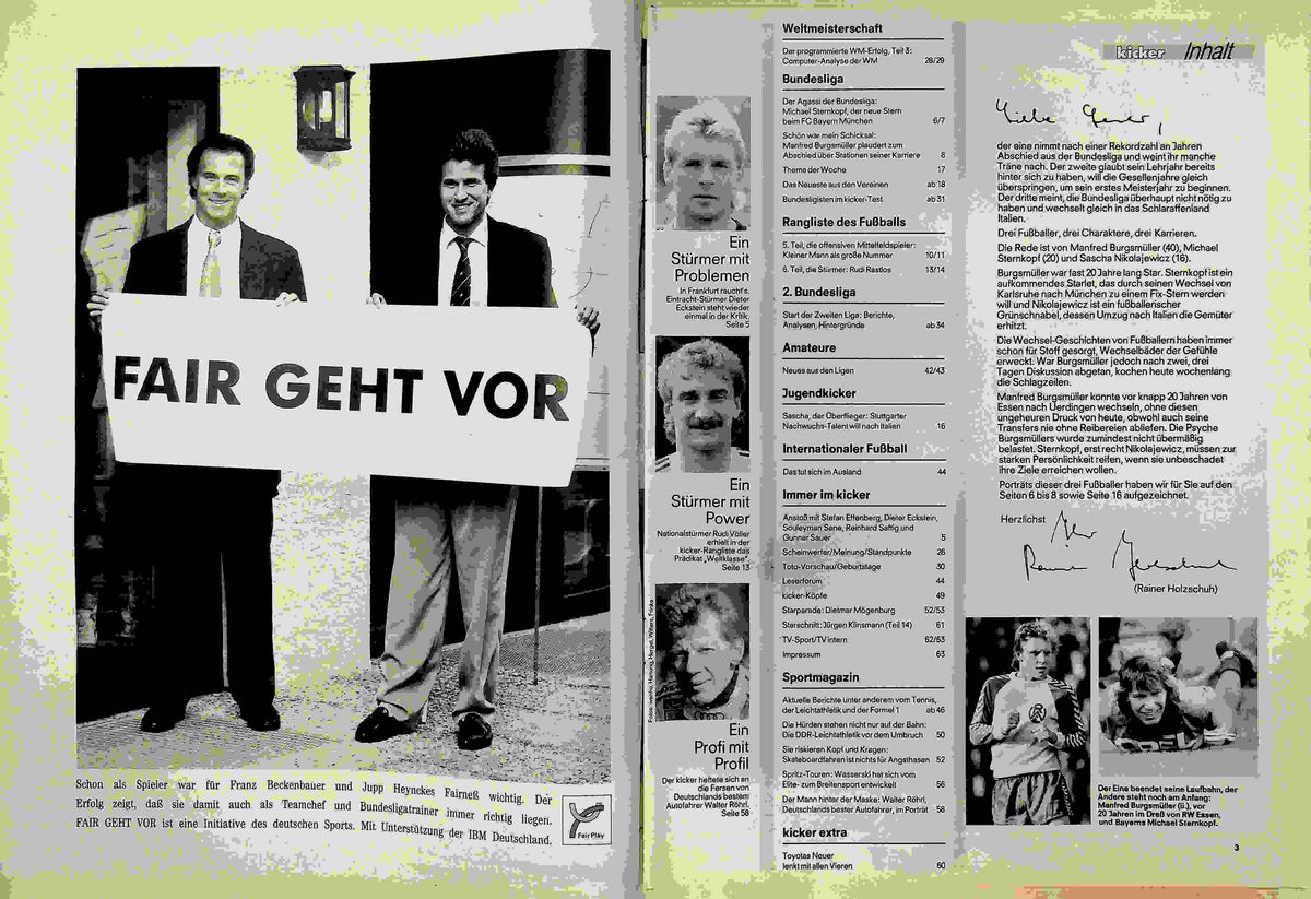 Inhaltsverzeichnis Kicker 62/1990