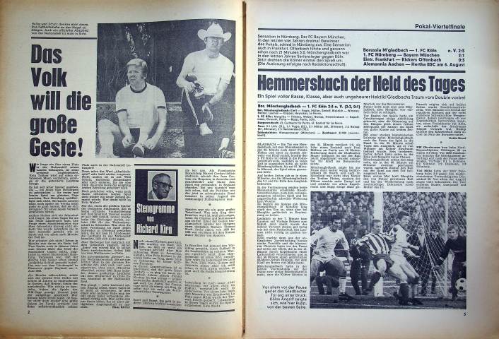 Inhaltsverzeichnis Kicker 63/1970
