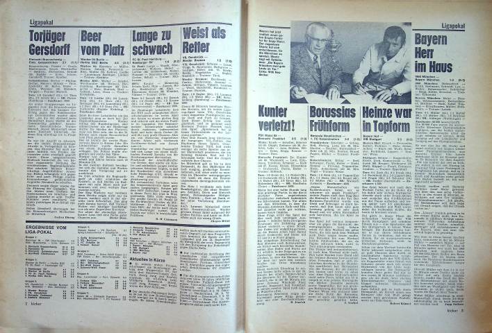 Inhaltsverzeichnis Kicker 63/1972