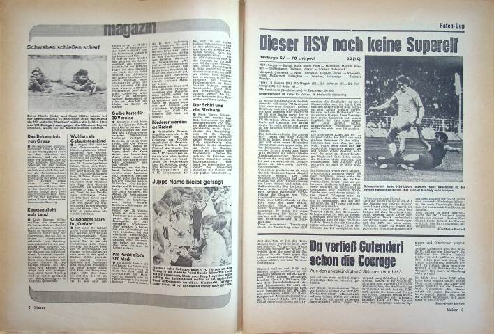 Inhaltsverzeichnis Kicker 63/1977