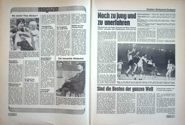 Inhaltsverzeichnis Kicker 63/1978