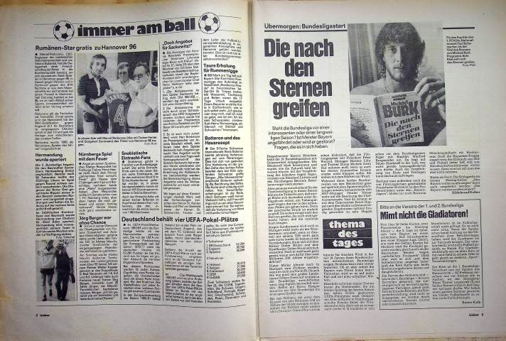 Inhaltsverzeichnis Kicker 63/1981