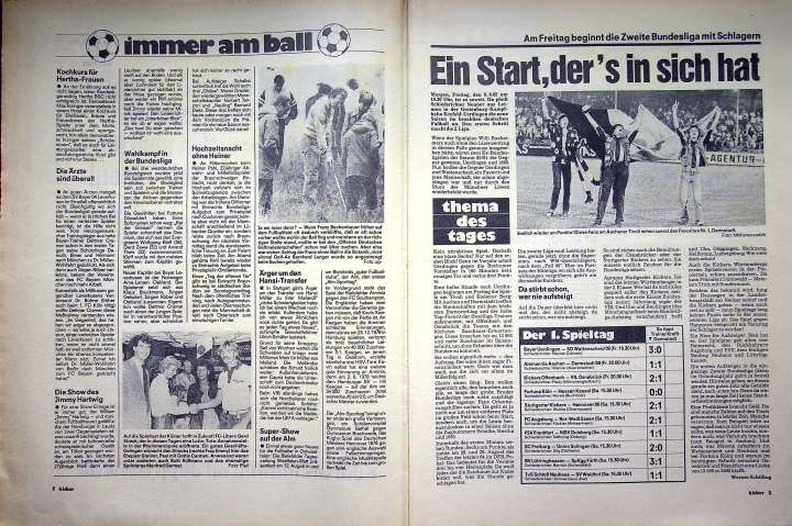 Inhaltsverzeichnis Kicker 63/1982