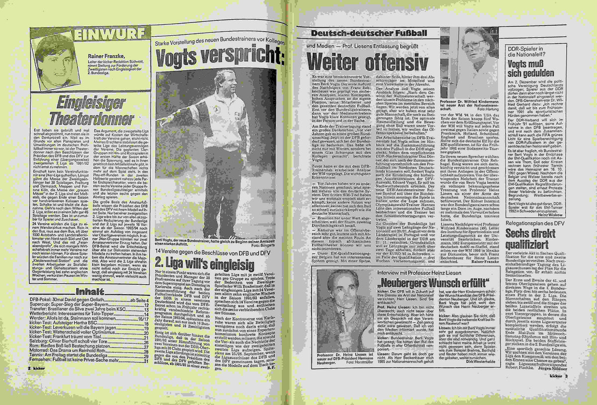 Inhaltsverzeichnis Kicker 63/1990