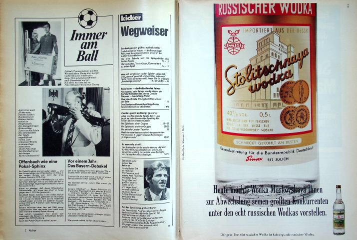 Inhaltsverzeichnis Kicker 64/1975