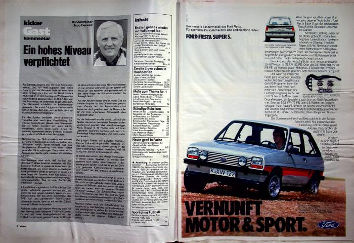 Inhaltsverzeichnis Kicker 64/1980