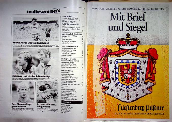Inhaltsverzeichnis Kicker 64/1982